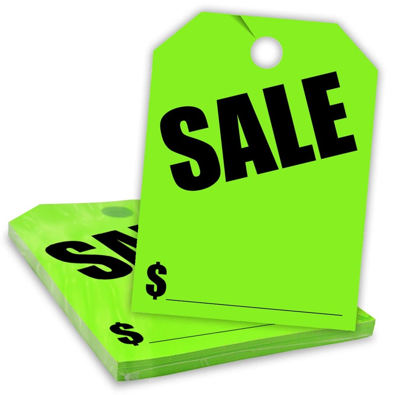 Versa-Tags Car Mirror Hang Tags - 8.5" x 11.5", Slogan-Sale, Pack of 50, Perfect for Auto Dealership Supplies & Car Lots Fluorescent (Green, 50) - Image 1